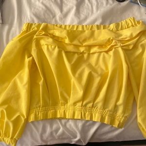 Off the shoulder bright yellow shirt, great for summer